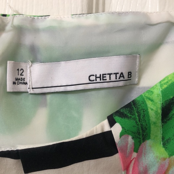 Chetta B Dress Sz 12, Fit And Flair Belted floral Summer Sleeveless with Pockets - Picture 4 of 6